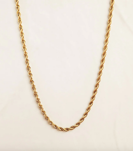 French Twisted Rope Chain Gold Necklace