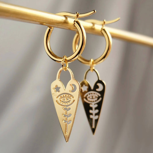 Gold Heart Hoop Earrings