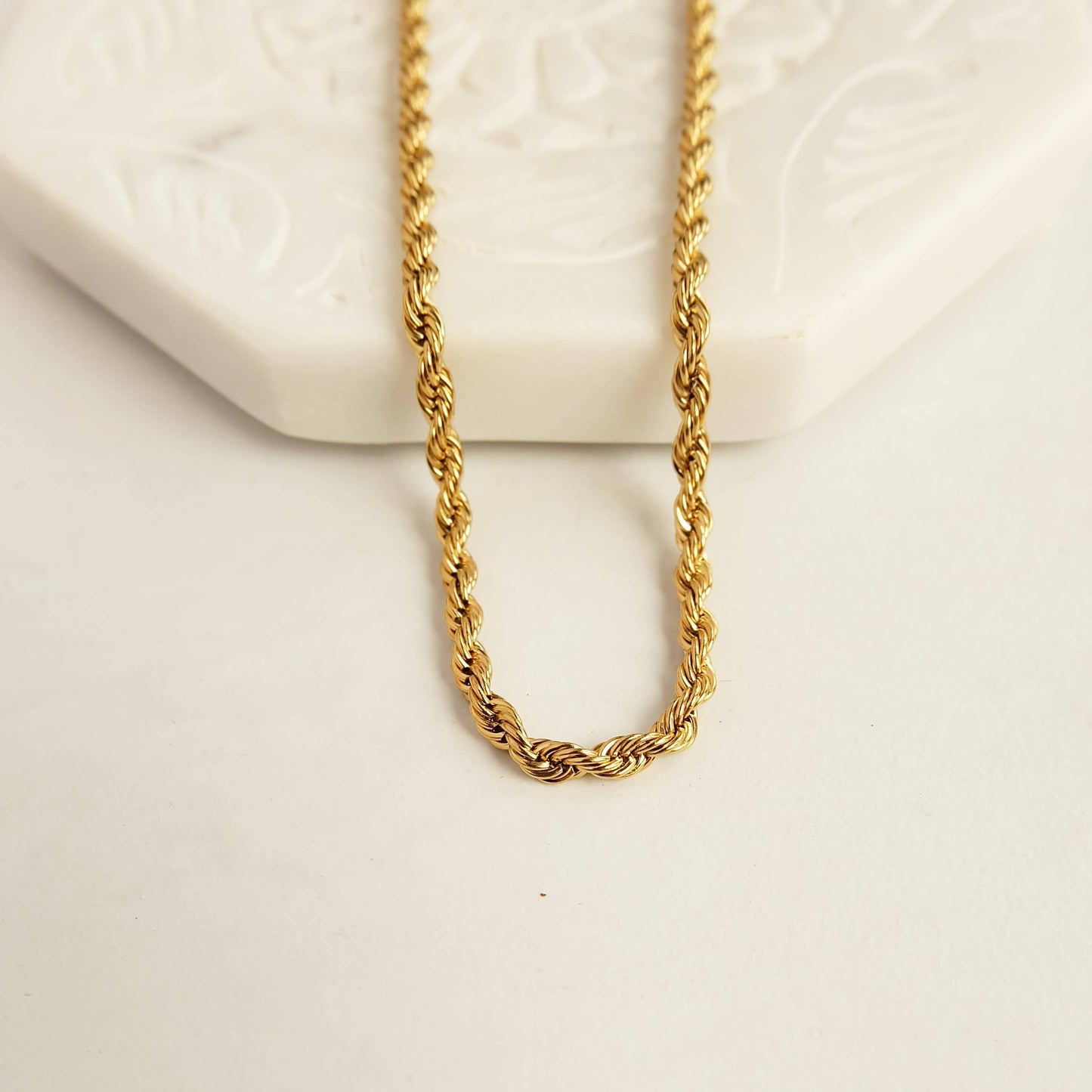 French Twisted Rope Chain Gold Necklace